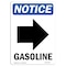 Signmission OSHA Notice Sign, 14" H, 10" W, Rigid Plastic, Gasoline (Right Arrow) Sign With Symbol, Portrait OS-NS-P-1014-V-13055 - alternate 1